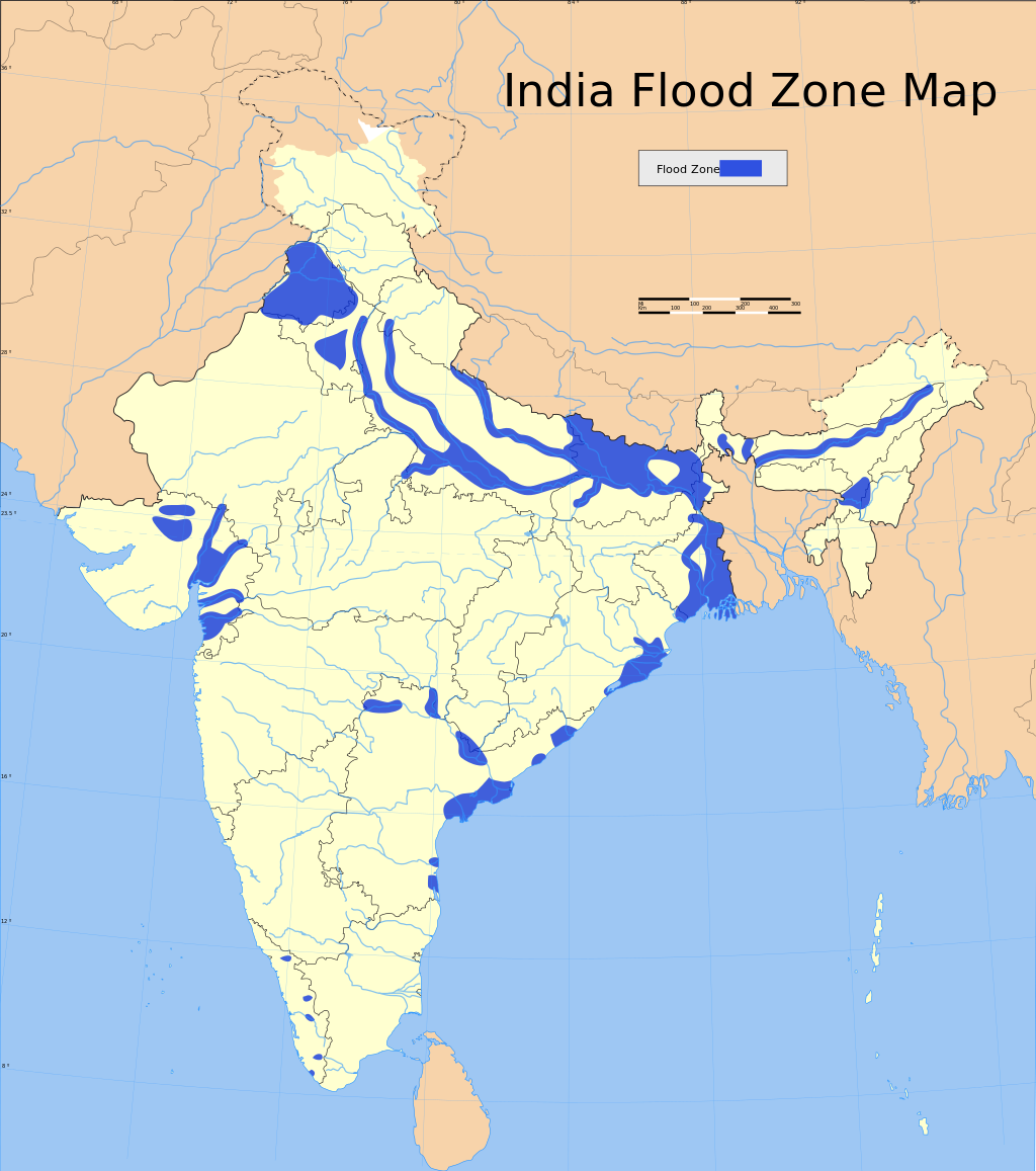 carte des inondations en Inde