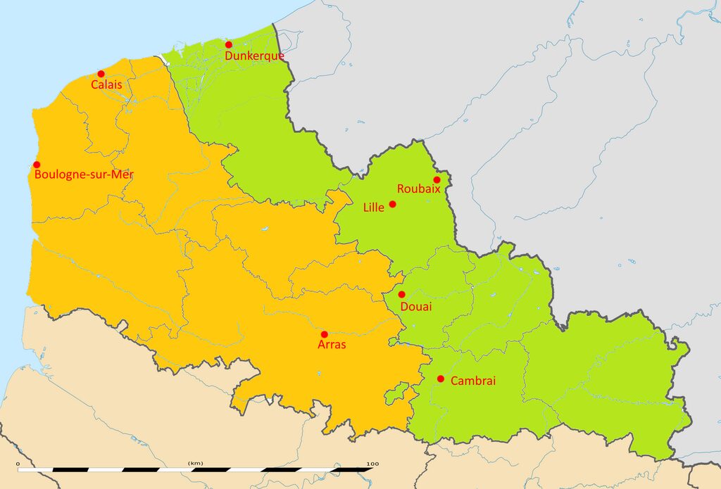 carte des départements français nord et pas de calais